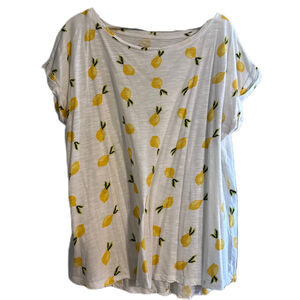 C EST. 1946 Women’s Lemon‎ Print T-Shirt White Yellow Size 18/20W